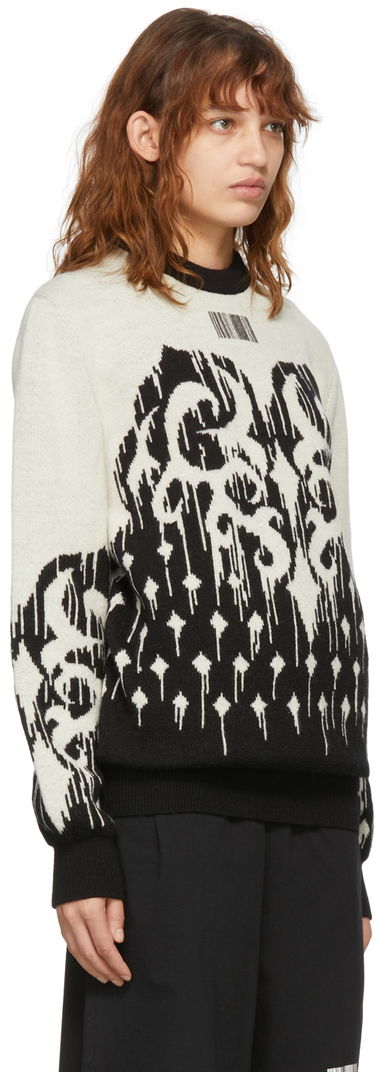 Sweater VETEMENTS Slavic Graphic Print Knit Sweater Beige | VL12KN100B, 1