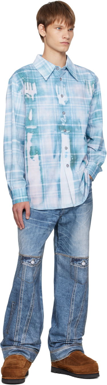 Skjorta Andersson Bell Andersson Bell Trompe L'oeil Printed Check Shirt Blå | atb1340m, 3