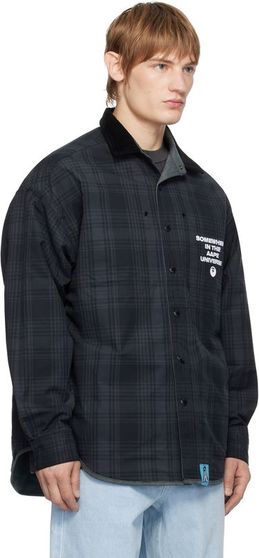 Skjorta AAPE by A Bathing Ape AAPE by A Bathing Ape Reversible Logo Button Down Shirt Grå | AAPSTM8502XXNBKL, 3