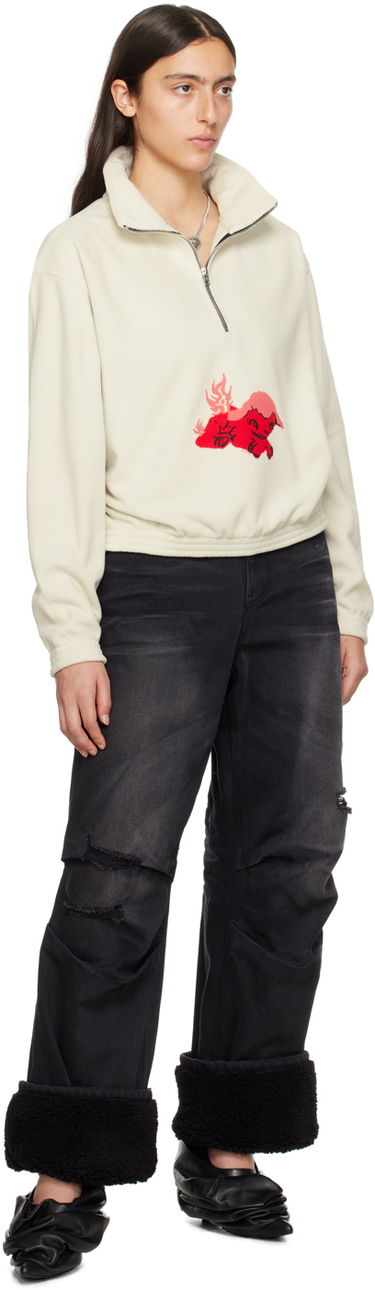 Sweatshirt We11done Pony Fleece Half-Zip Sweatshirt Vit | WD-TS3-23-893-U-WH, 3