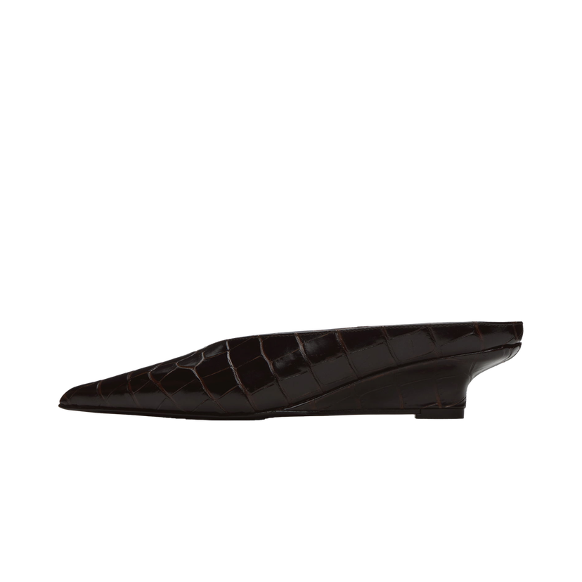 Sneakers och skor TOTEME Sharp Croco-Embossed Wedge Mules Brun | 251-WAS0179-LE0076