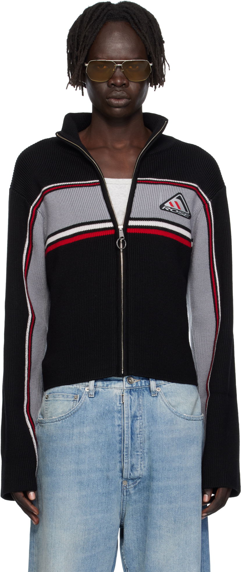 Sweatshirt Martine Rose Martine Rose Cropped Cable Zip-Up Sweatshirt Svart | 976YA09009