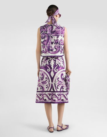 Crop top Dolce & Gabbana Dolce & Gabbana Majolica Print Crop Top Purpur | F7AU2TFP9AKHP5DQ, 2