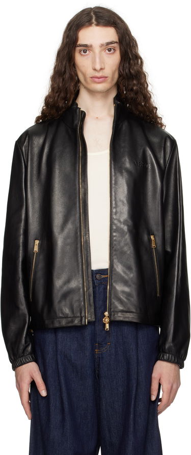 Jacka Versace Versace Plongé Leather Jacket Svart | 1019606_1A14141, 0