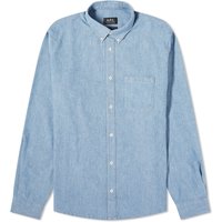 Skjorta A.P.C. Edouard Chambray Button Down Logo Shirt Blå | CODDE-H12509-IAI, 1