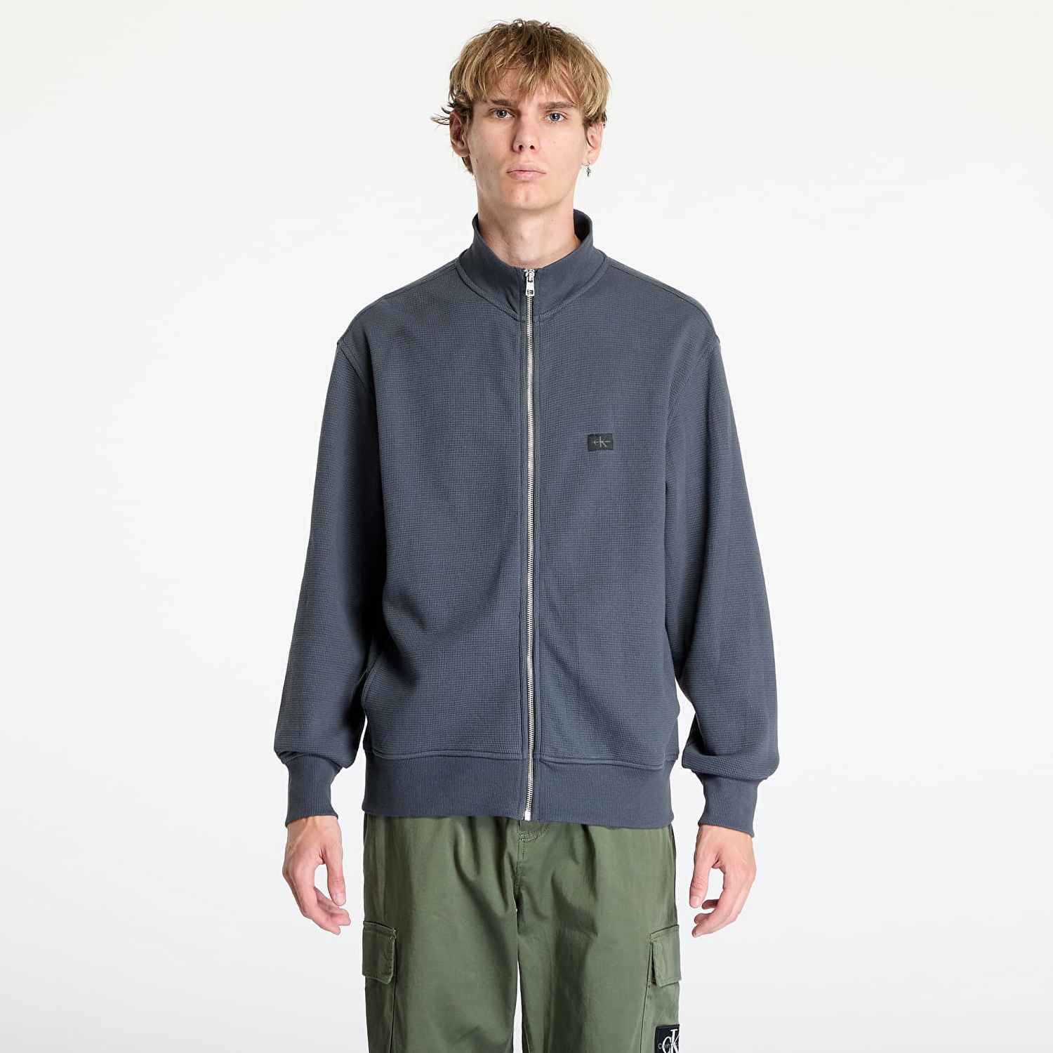 Jacka CALVIN KLEIN Woven Label Waffle Jacket Ebony Grå | J30J326136 BAN, 0