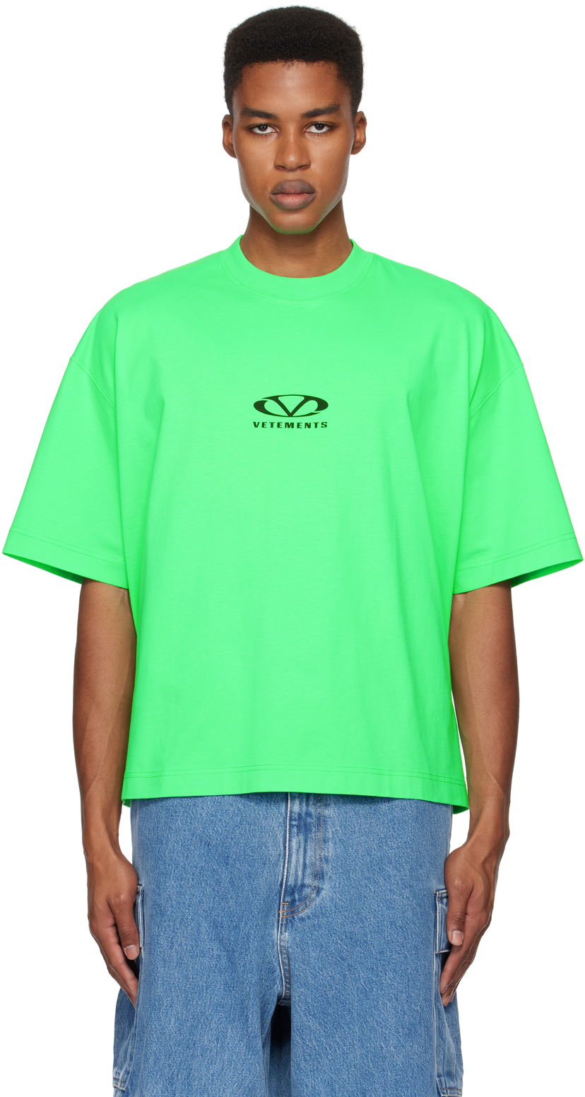 T-shirt VETEMENTS Oval Logo Cropped Boxy T-Shirt Grön | UA66TR600E
