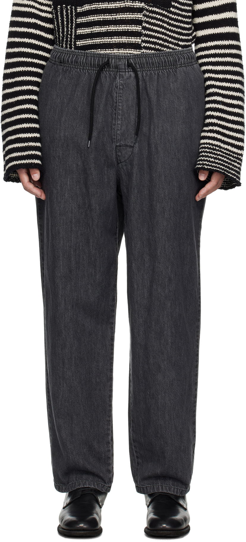 Jeans WTAPS Elasticated Waist Relaxed Fit Jeans Svart | 251CWDT-PTM03
