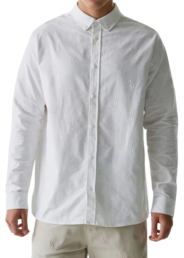 Skjorta New Era New Era MLB Los Angeles Dodgers Monogram Button-Down Shirt Vit | 60667824-60667824