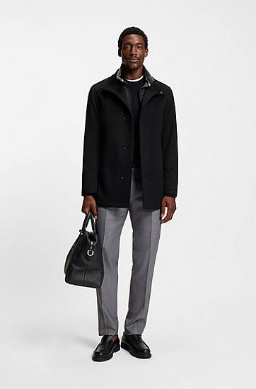 Rockar BOSS Relaxed-fit coat in wool and cashmere Svart | 50549193, 1