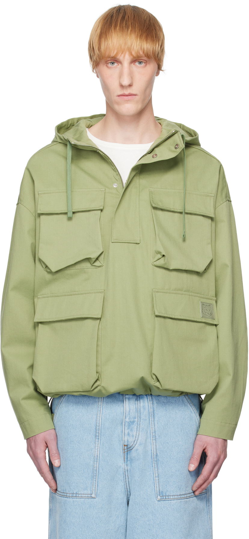 Parkas MAISON KITSUNÉ Maison Kitsuné Hooded Popover Jacket Grön | OM02112WW9026