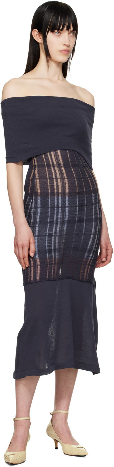 Klä OUR LEGACY Our Legacy Off-The-Shoulder Maxi Dress Mörkblå | W2253CWN, 3