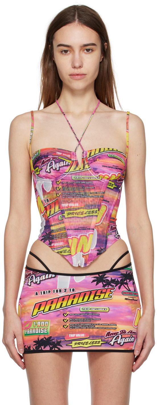 Kjol Miaou Miaou Aphex Paradise Print Tank Top Rosa | 7046PM1LOT
