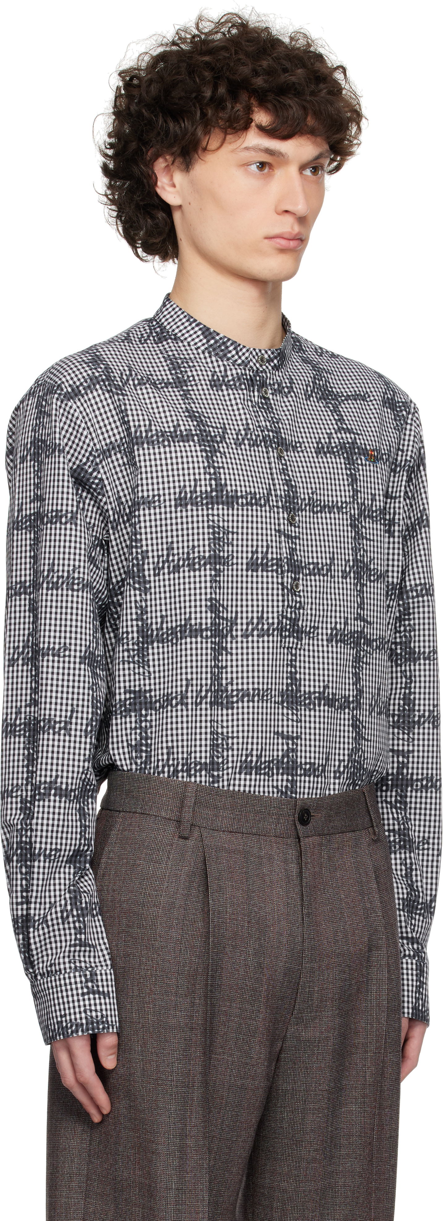 Skjorta Vivienne Westwood Vivienne Westwood Gingham Print Band Collar Shirt Vit | 2401003X-W011T-, 1