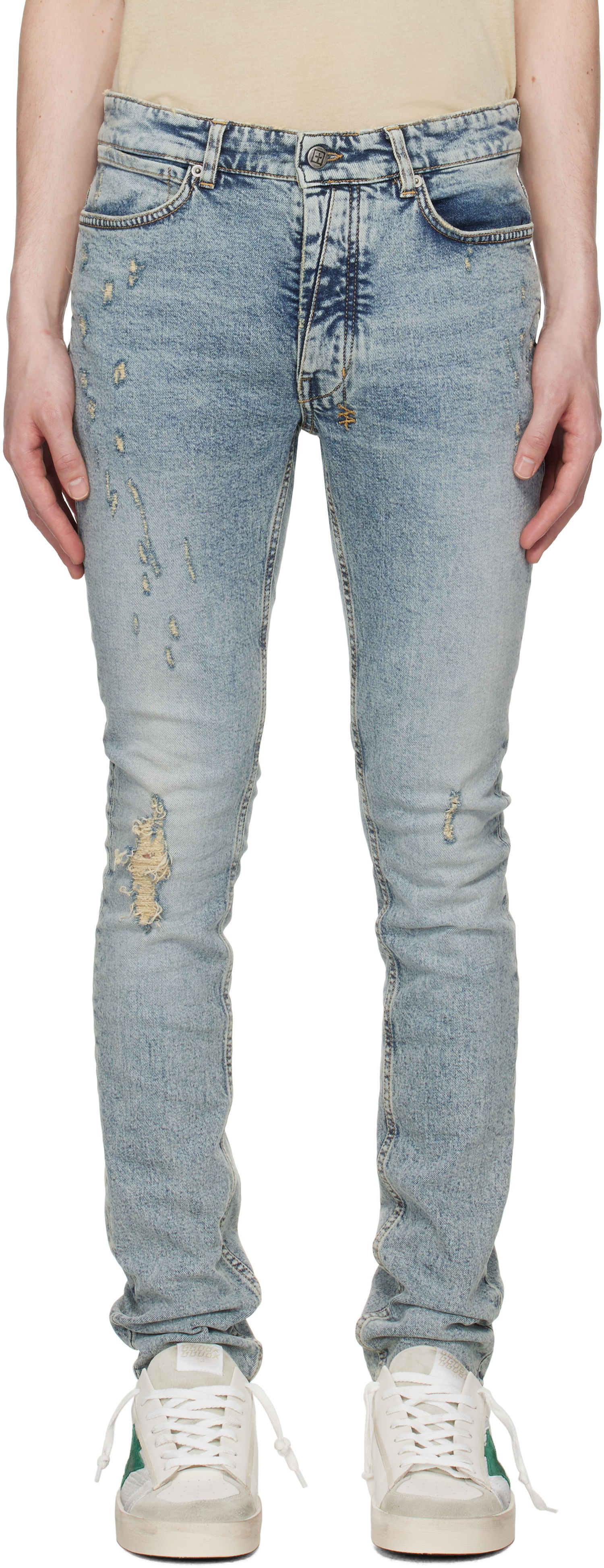 Jeans Ksubi Ksubi Van Winkle Distressed Slim Jeans Blå | MSP25DJ017, 0