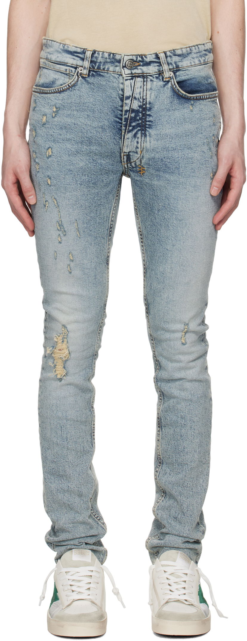 Jeans Ksubi Ksubi Van Winkle Distressed Slim Jeans Blå | MSP25DJ017