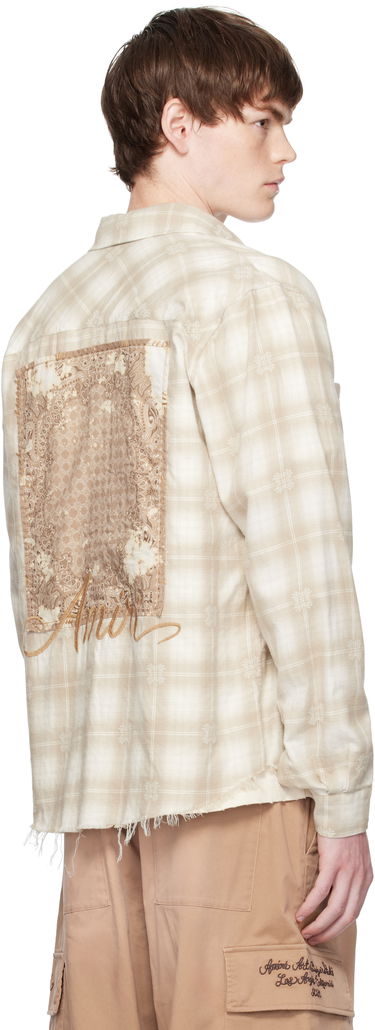 Skjorta AMIRI Amiri Bleach Bandana Patch Flannel Shirt Beige | AMSTFL1015, 2