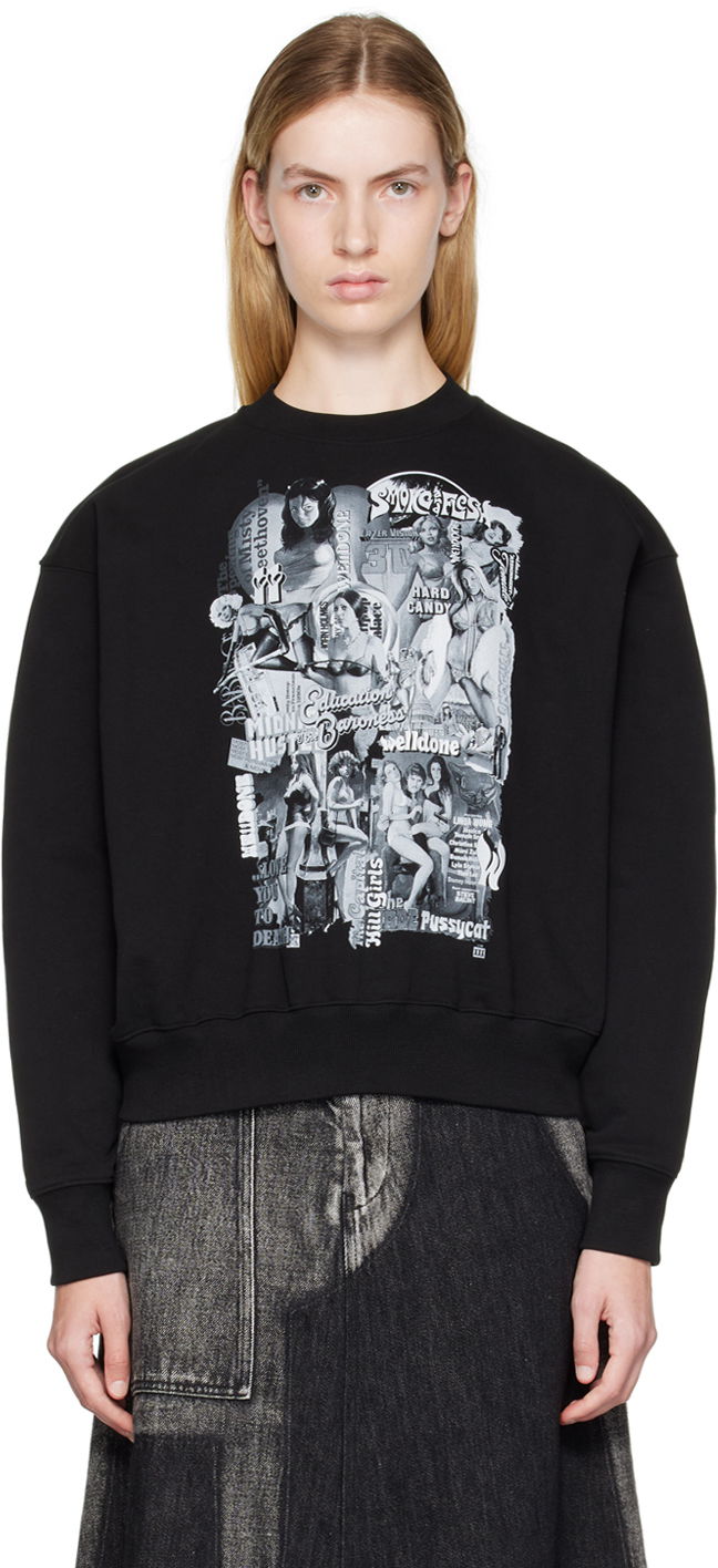 Sweater We11done Movie Collage Graphic Sweatshirt Svart | WD-TS3-22-743-U-BK