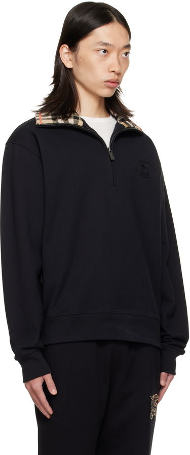 Sweatshirt Burberry Burberry Check Collar Quarter-Zip Sweatshirt Svart | 8109063, 4