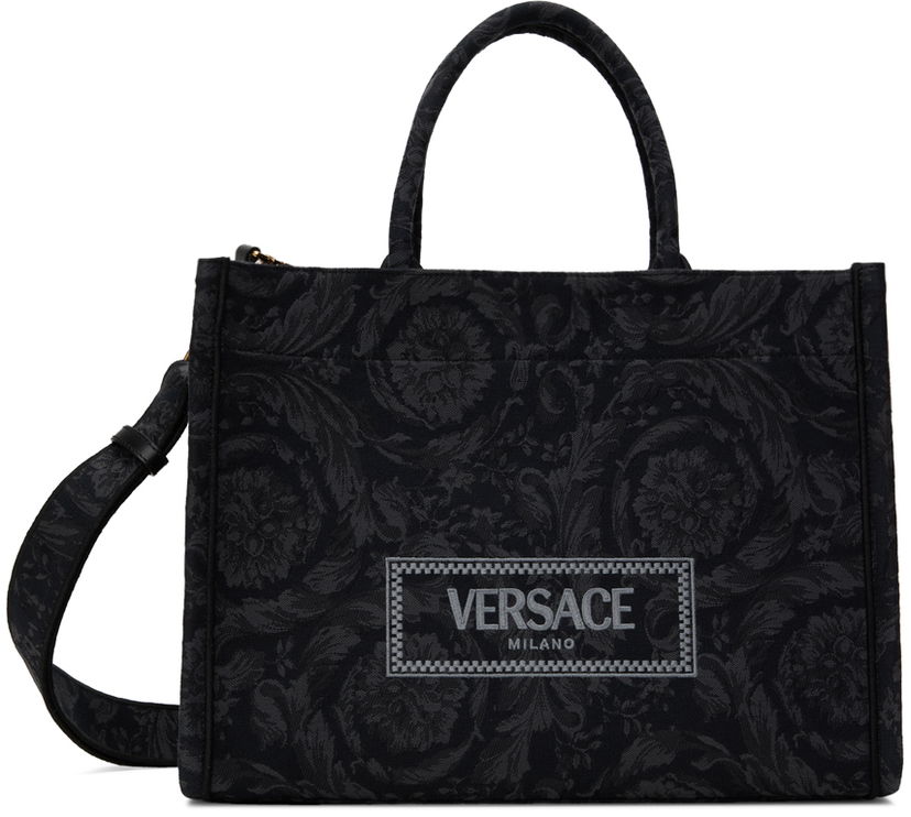 Handväska Versace Black & Gray Barocco Athena Bag Svart | 1011562_1A09741