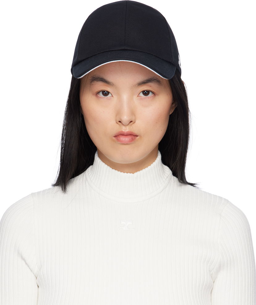 Keps Courrèges Courrèges Signature 'AC' Cotton Cap Svart | 125ACT039CO0024