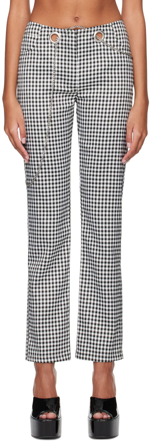 Byxor Miaou Miaou Tommy Gingham Trousers with Chain Svart | 1004GINOND