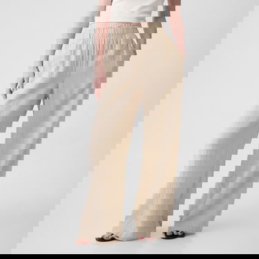 Byxor GAP Gauze Wide Leg Pants Bedrock Beige | 855967-01, 2