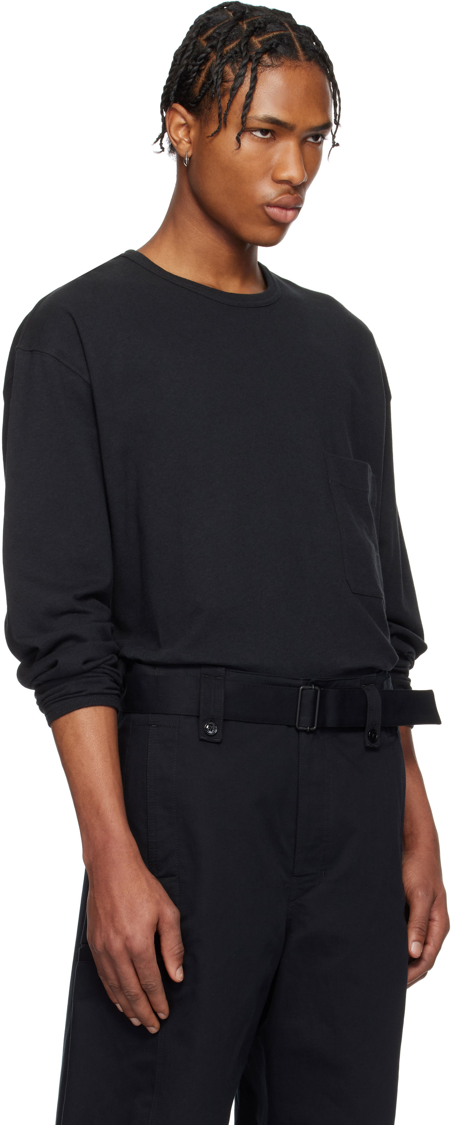 T-shirt LEMAIRE Lemaire Boxy Pocket Long Sleeve T-Shirt Svart | TO1340 LJ1010, 1