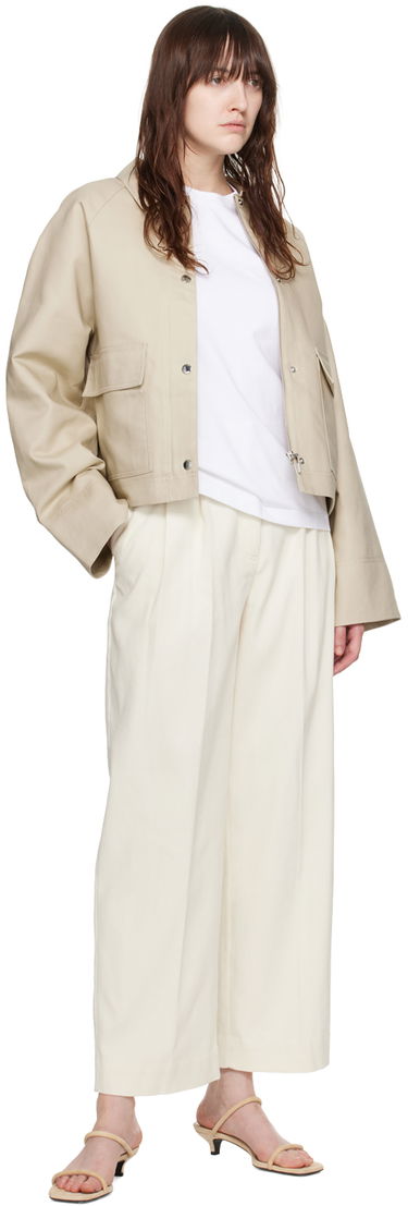 Jacka TOTEME TOTEME Cropped Flap Pocket Jacket Beige | 243-WRO0129-FB0198, 3
