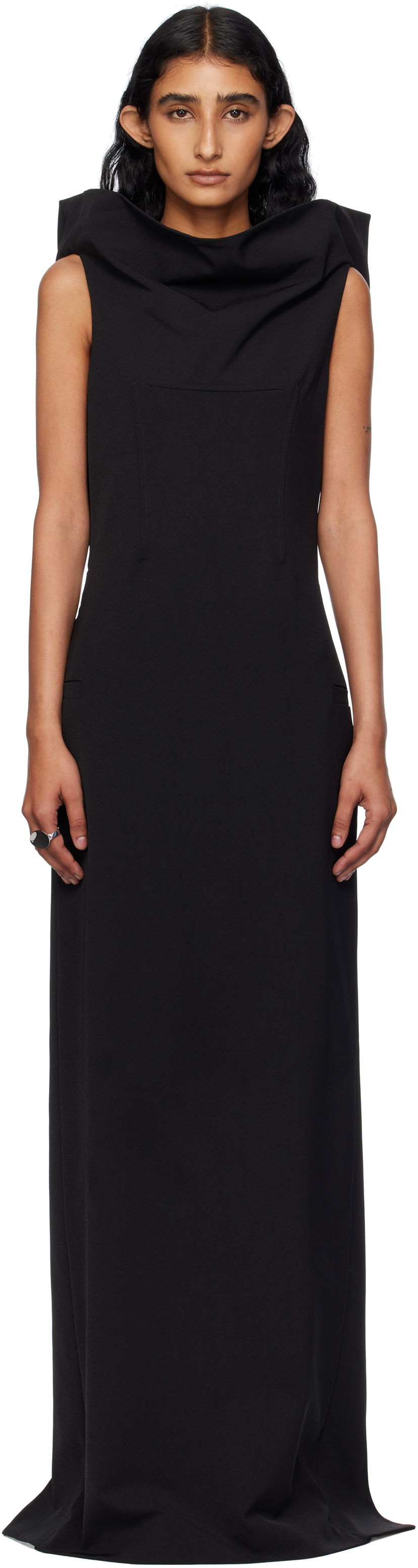 Klä Jean Paul Gaultier Jean Paul Gaultier Cowl Neck Maxi Dress Svart | 25/03-W-DR045-W002-00