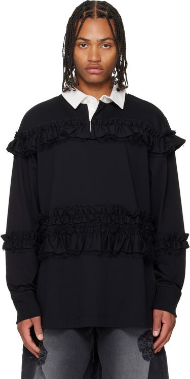 Polotröja Simone Rocha Simone Rocha Ruffle Rugby Polo Svart | 5360 1282, 0