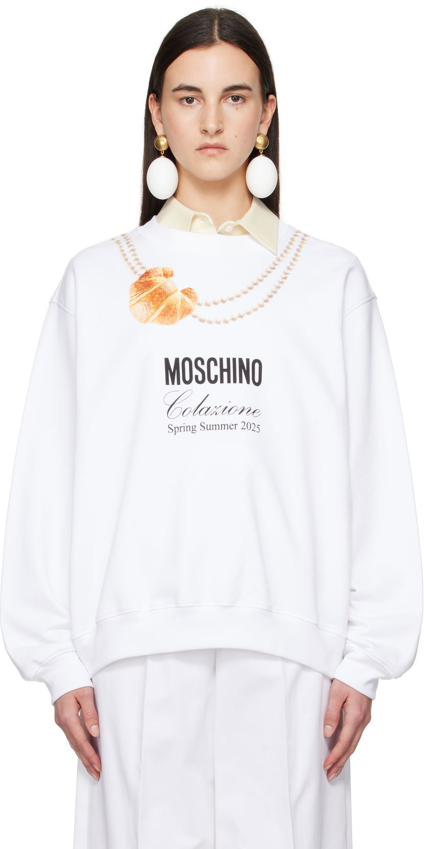 Sweater Moschino Moschino Breakfast Sweatshirt Vit | A170705281001
