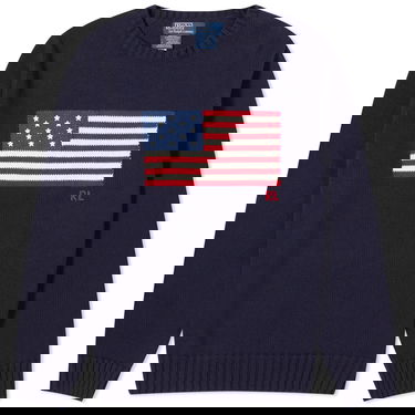 Sweater Polo by Ralph Lauren Flag Intarsia Crewneck Mörkblå | 710718281006, 0