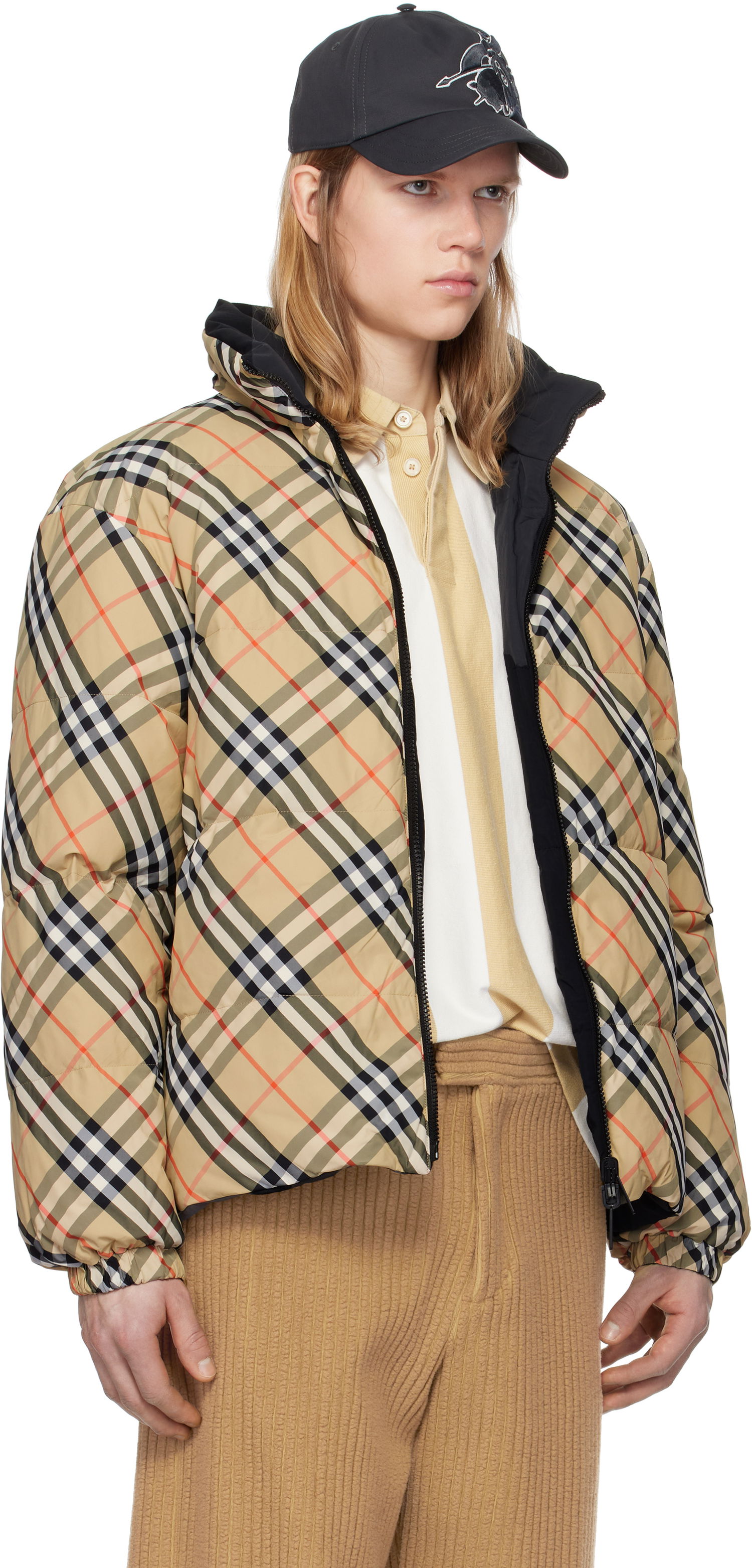 Pufferjacka Burberry Burberry Reversible Check Down Puffer Jacket Beige | 8103931, 1