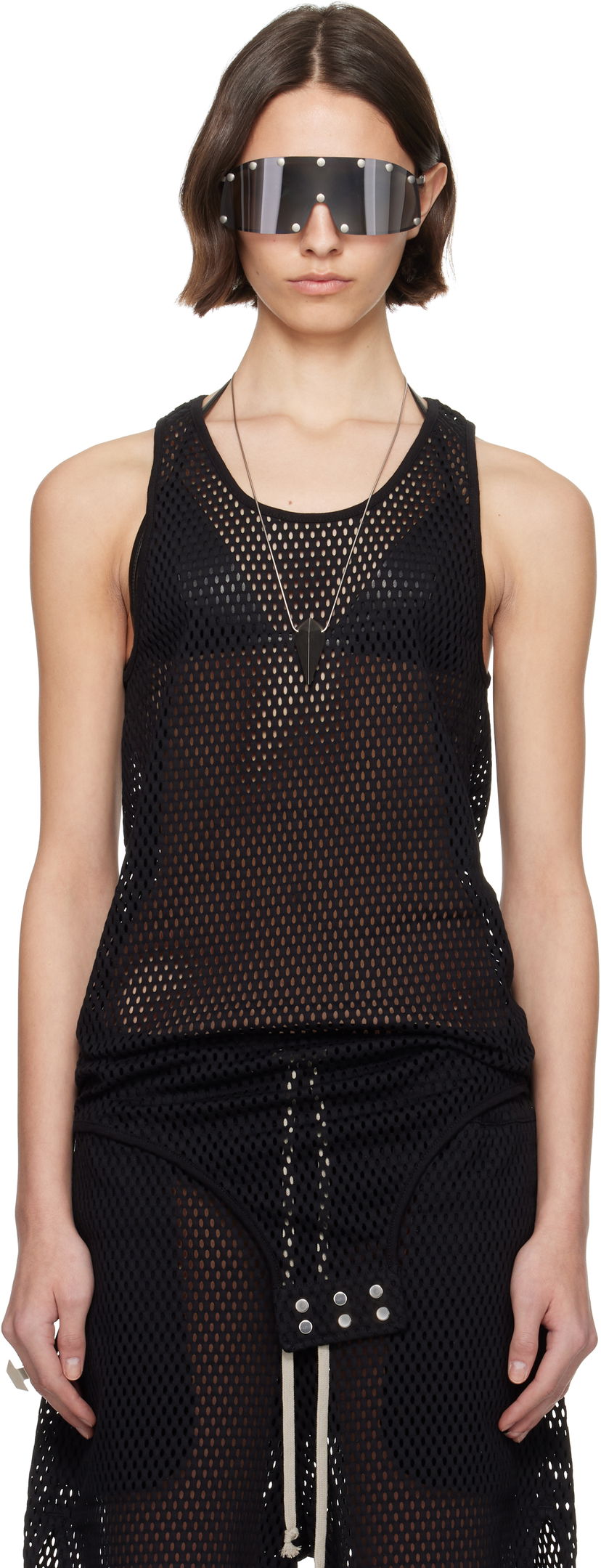 Linne Rick Owens Rick Owens Champion Edition Basketball Mesh Tank Top Svart | CW01E1680 CHONET