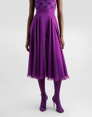 Kjol Dolce & Gabbana Dolce & Gabbana Chiffon Midi Skirt Purpur | F4C7UTFU1ATF0571, 1