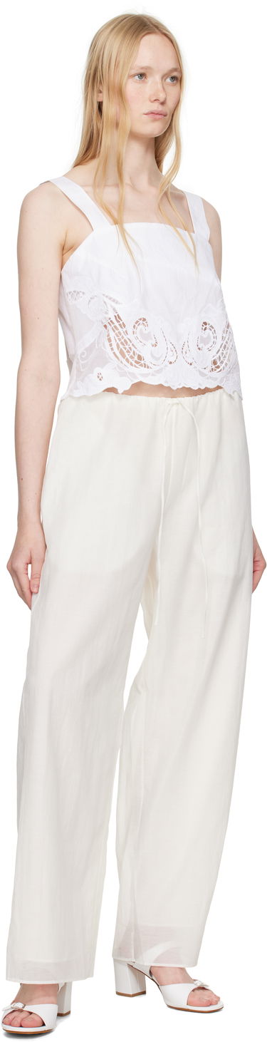 Crop top rag & bone Rag & Bone Clem Lace-Trim Poplin Tank Top Vit | WAW25SA036LA36, 3