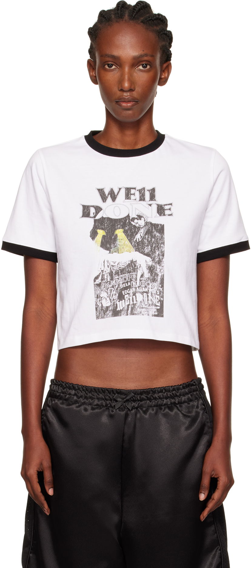 T-shirt We11done We11done Poster Graphic Cropped Ringer T-Shirt Vit | WD-TT2-25-776-W-WH