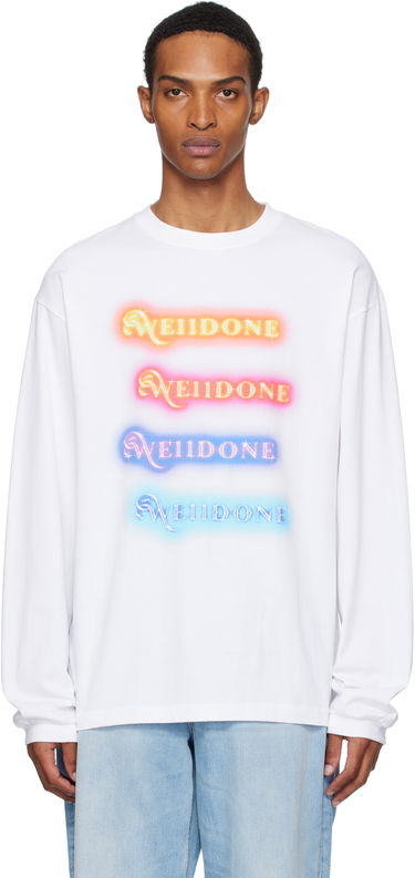 T-shirt We11done We11done Neon Logo Long Sleeve Tee Vit | WD-TT2-25-754-U-WH, 0