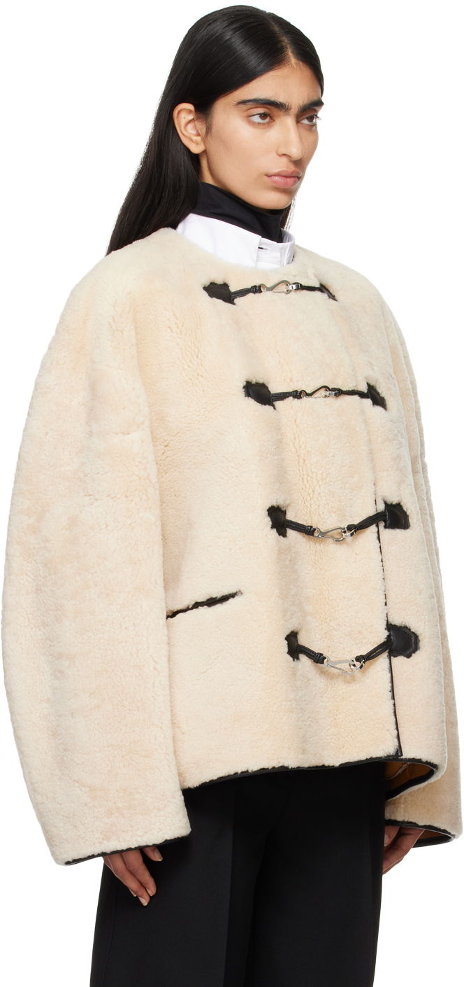 Rockar TOTEME TOTEME Women's Teddy Clasp Shearling Jacket Beige | 214-120-604, 1