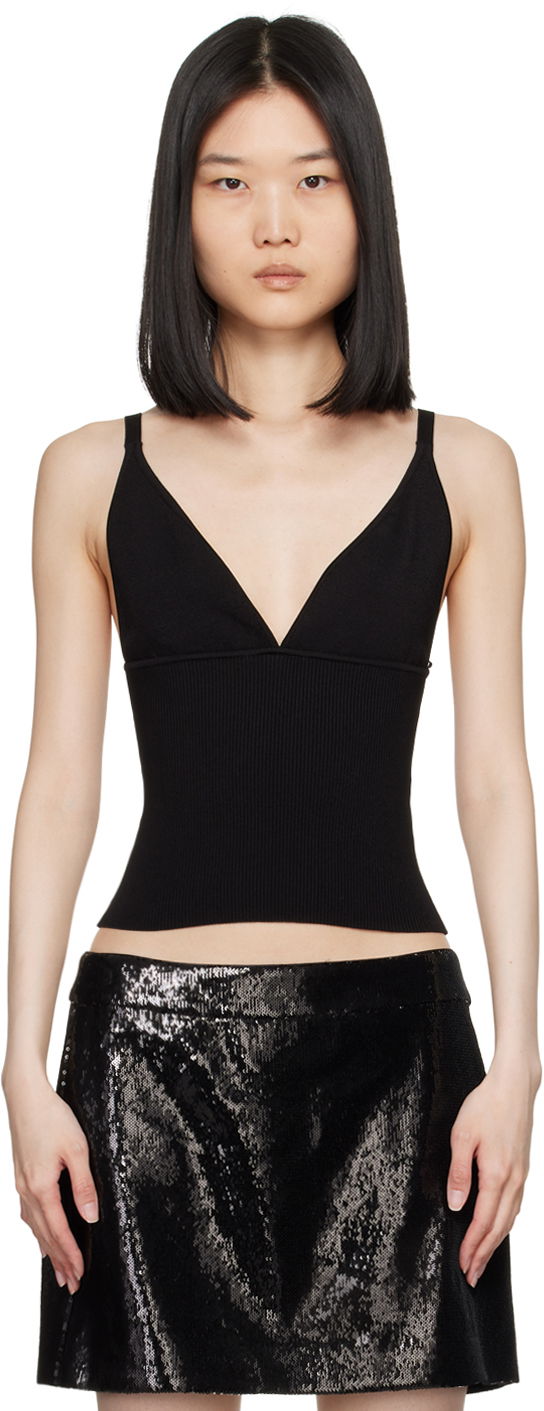 Linne Dolce & Gabbana Dolce&Gabbana Knit V-Neck Tank Top Svart | FXL05T JFME0