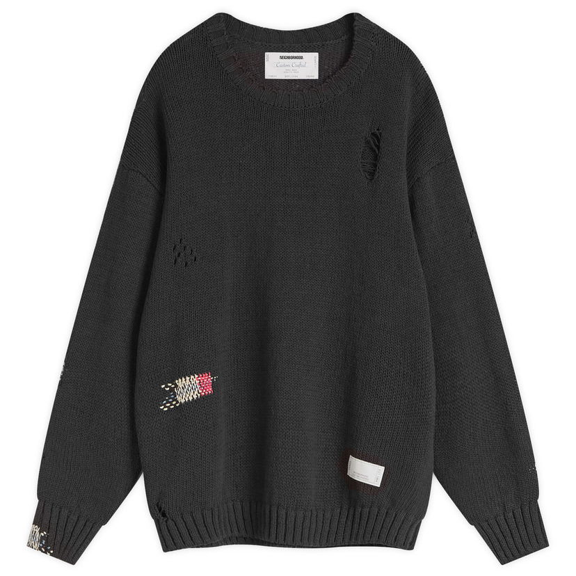 Sweater Neighborhood Neighborhood Savage Crewneck Knit Sweater, Size Large Svart | 251FUNH-KNM03-BLK