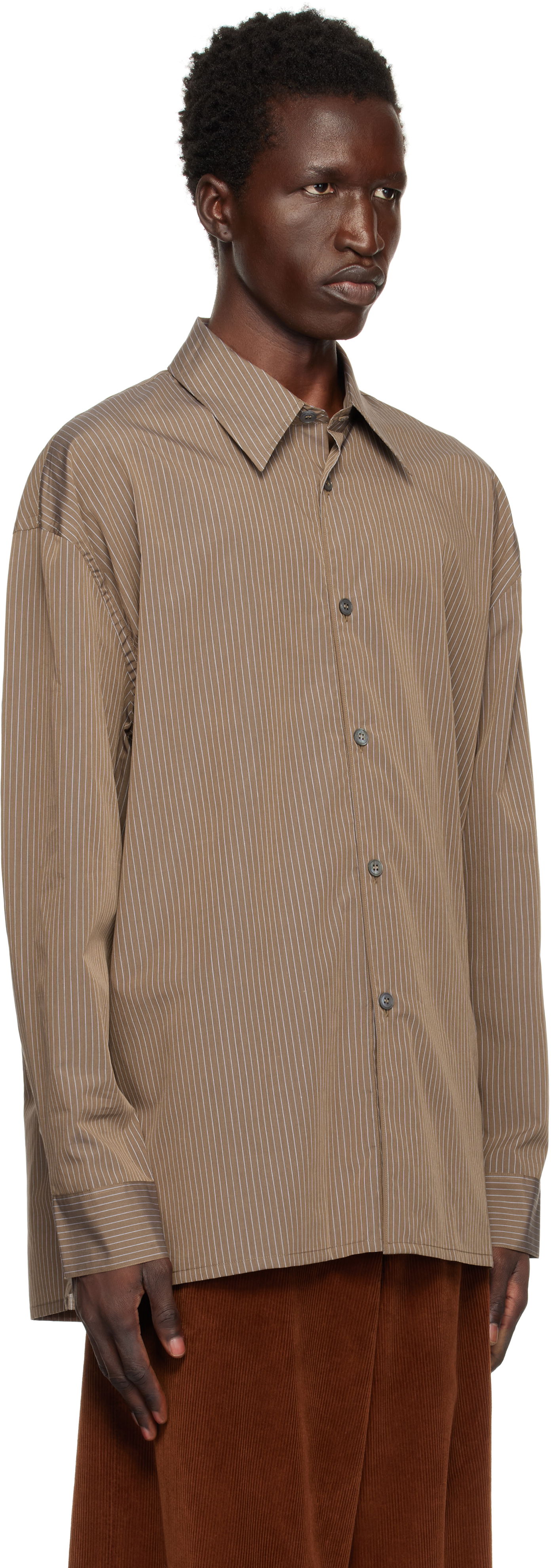 Skjorta Studio Nicholson Studio Nicholson Pinstripe Shirt Brun | STRIKE SNM - 1164, 1