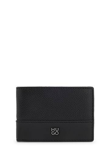 Plånbok BOSS HUGO Leather Wallet with Stacked Logo Svart | 50548763