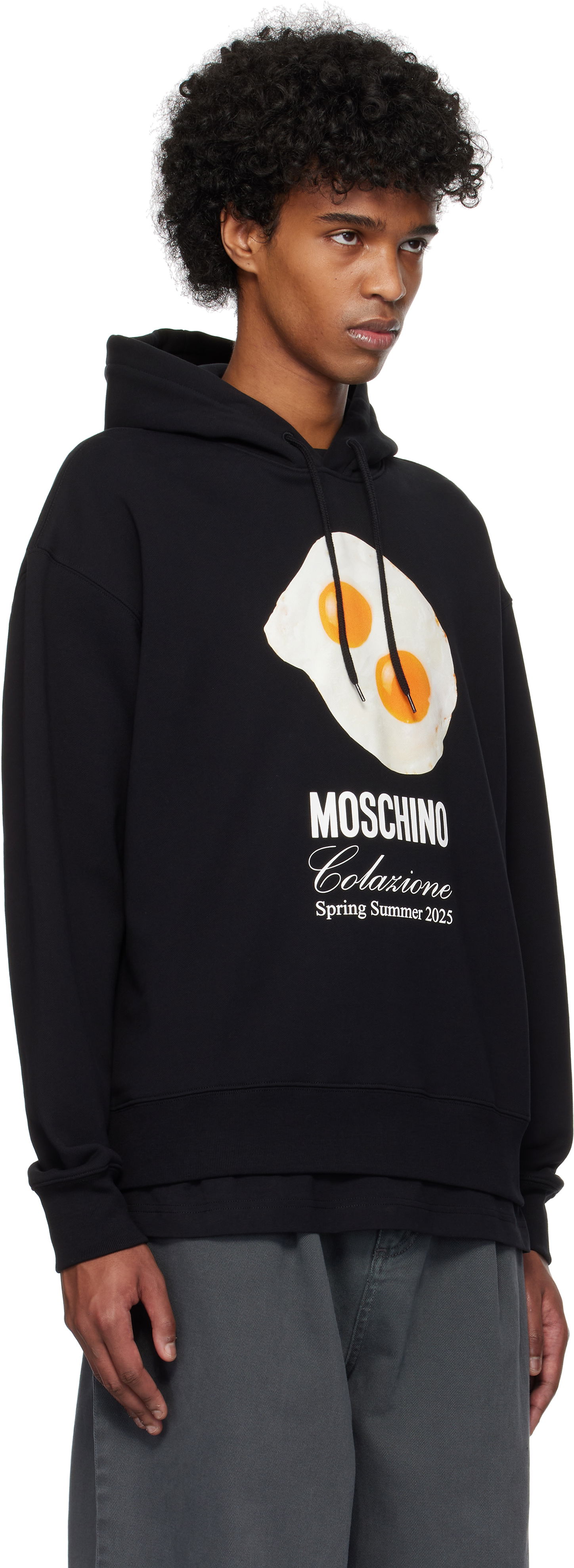 Sweatshirt Moschino Eggs Print Hoodie Svart | 251ZZA170802281555, 1