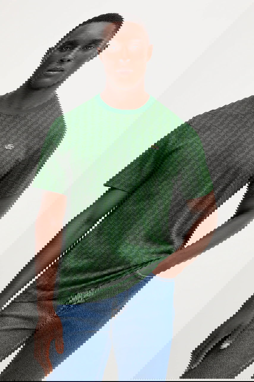 T-shirt Lacoste Monogram Pattern Crew Neck T-Shirt Grön | TH5902, 0