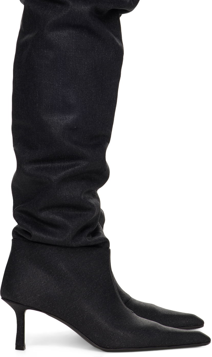 Sneakers och skor Alexander Wang Alexander Wang Viola Denim Slouch Kitten Heel Boots Svart | 30223B025