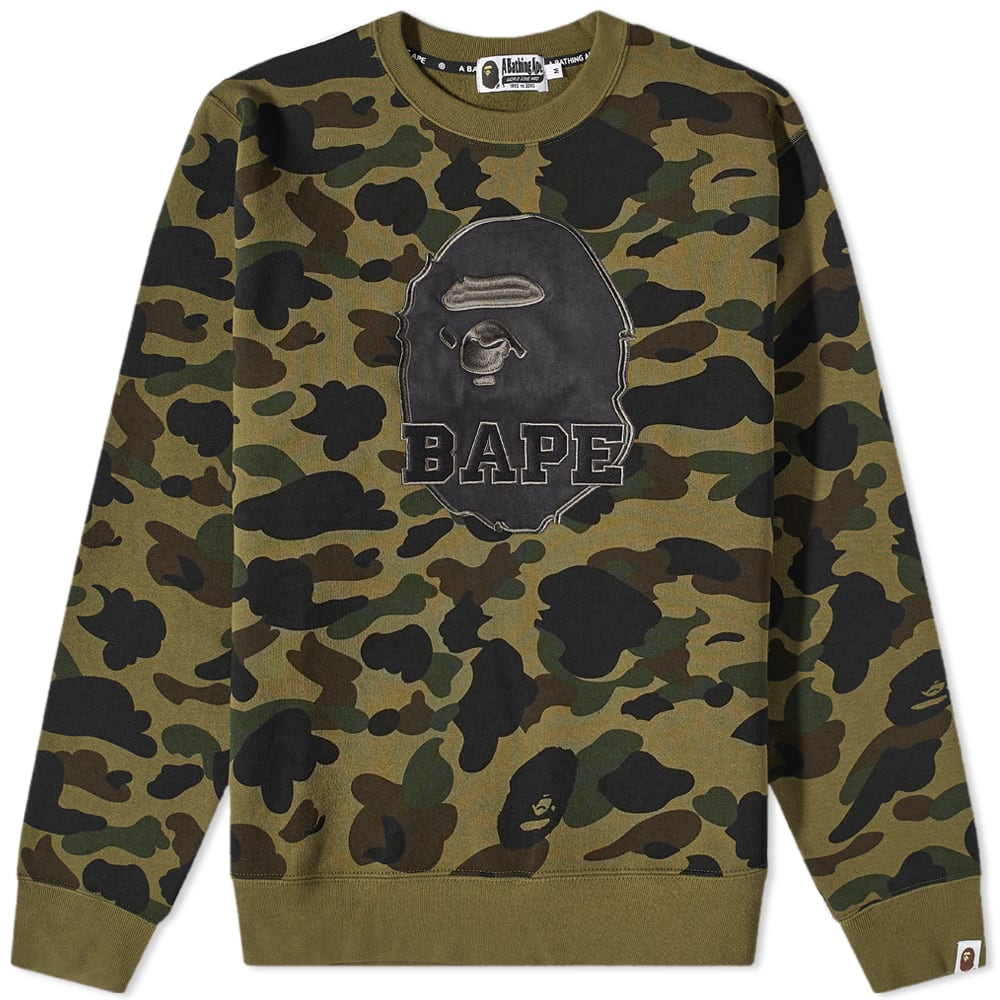 Sweatshirt BAPE A Bathing Ape 1st Camo Crew Sweat Grön | 001SWI801010M-GRN, 0