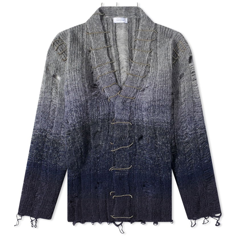 Sweater Off-White Degrade Cardigan Mörkblå | OMHB024F23KNI0024300
