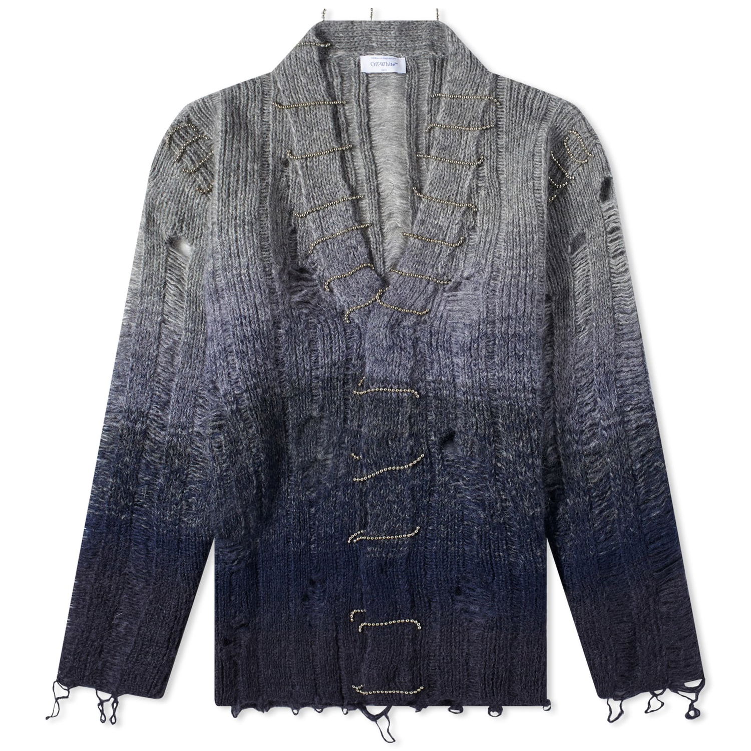 Sweater Off-White Degrade Cardigan Mörkblå | OMHB024F23KNI0024300, 0